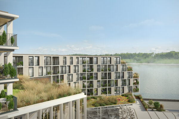 Rheinblick Krefeld Bürogebäude - Architekturkonzept und Architekturvisualisierung von Formgrafik